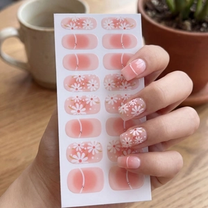 Rosa Blush-Verlauf Gänseblümchen Nagelaufkleber Einfaches Weißes Blumenmuster Bedruckte Harz Wasserdichte Maniküre Aufkleber Für Damen
