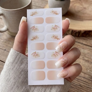Floral Cherry Blossom Gradient Nail Stickers Self-Adhesive Full Cover Nail Wraps For Women DIY Nail Art Decoration LT-173