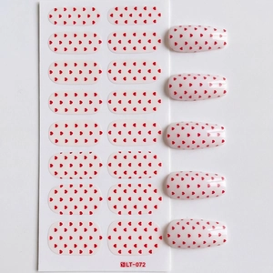 Artistic red heart nail stickers set LT-072 with polka dot patterns for minimalist manicure