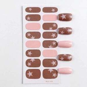 Star pattern nail polish stickers in brown and pink tones with gloss finish