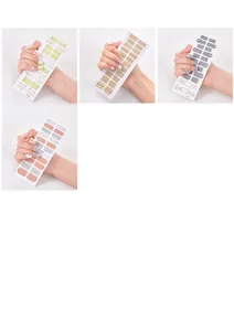 Detailed views of floral, glitter, and metallic self-adhesive nail sticker sets