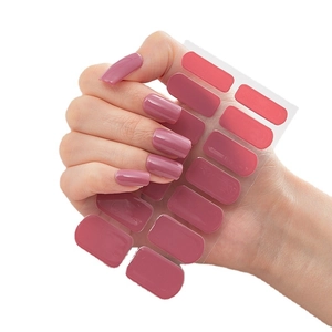 Selbstklebende 3D-Nagelsticker in Altrosa und Mauve-Rot mit glänzendem Finish