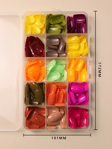 Short matte press on nail kit in 15 colors with a 172mm x 101mm storage box