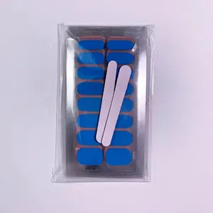 Set of 12 glitter solid color waterproof nail polish wraps with files in packaging