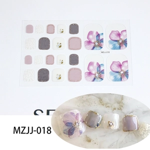 5D rhinestone toe nail stickers set MZJJ-018 with purple floral and lace designs