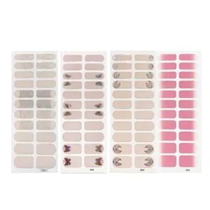 Waterproof jelly nail stickers in assorted glitter, marble, and pink gradient styles
