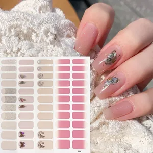 Waterproof jelly gradient nail stickers with laser butterfly and shell designs