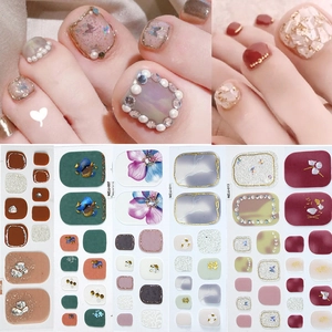 Eco-Friendly Resin Toe Nail Stickers Starry Sky Rhinestone Design Full Cover DIY Foot Nail Art Decals For Women