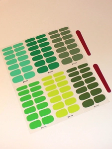 Set de 6 pegatinas de uñas verde degradado con dos limas para manicura en casa hoy
