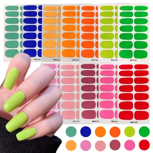 Juego de Pegatinas de Arte de Uñas de Color Sólido Con Limas de Uñas Envolturas de Esmalte de Gel Semicurado Brillante PVC Decoración de Manicura DIY