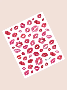 Detail of red and pink lip print nail art stickers with DP1344 item number