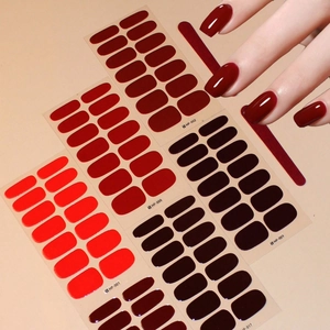 Set de 6 hojas de pegatinas de gel rojo para uñas con dos limas profesionales