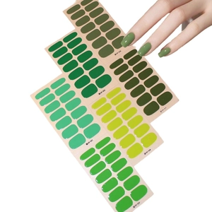 Set de pegatinas para uñas color verde liso en varios tonos con limas profesionales