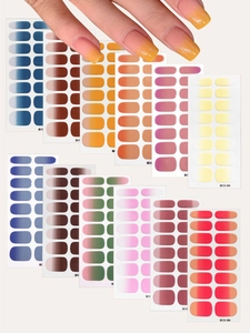Detailed set of 12 gradient nail stickers in diverse colors for professional manicures