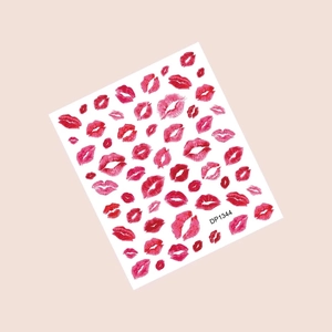 Red lip prints and kiss marks nail stickers for women's creative DIY manicure art