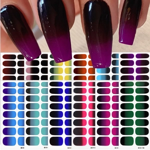 Gradient nail art stickers set in multiple colors with high-gloss finish for manicures