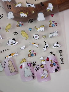 Détail d'autocollants 5D laser chat effet gelée avec motifs de chatons mignons en 3D