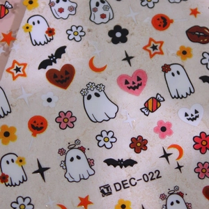 Halloween nail art stickers with ghosts and pumpkins pattern, item code DEC-022