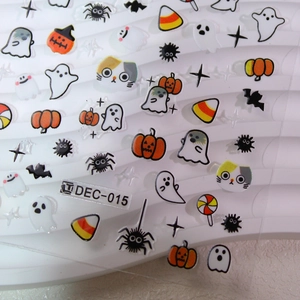 Halloween nail art stickers with cute pumpkin and ghost patterns, model DEC-015