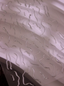 Macro view of silver metallic wave line nail art stickers design JY-0024 details