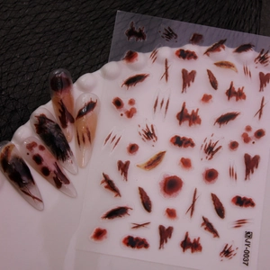 Stickers à ongles pour Halloween avec motifs réalistes de taches de sang et de plaies