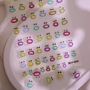 3D embossed cartoon eye and colorful lip nail art stickers with adhesive back for DIY manicure