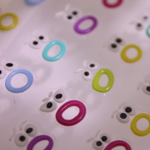 Colorful 3D cartoon lip stickers with cute eyes for DIY nail art and creative crafts