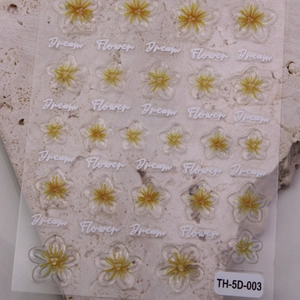 5D embossed nail art stickers with translucent floral patterns and Dream text