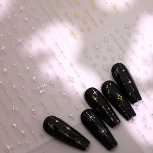 Autocollants pour Ongles Étoile Métallique 3D Laser Or Argent Décalcomanies de Manucure pour Femmes Accessoires de Décoration DIY