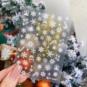 White Matte 5D Relief Christmas Nail Art Stickers Snowflake Santa Claus Winter Nail Decoration Decals For Women DIY Manicure