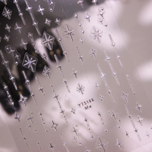 Autocollants holographiques étoiles et croix argentées avec effet laser 3D nail art
