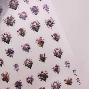 Gothic skull and floral nail art stickers JY-0011 for festive DIY manicure decoration