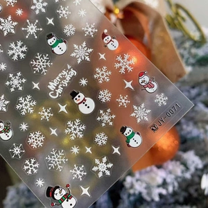 3D Christmas nail art stickers with snowman and snowflake embossed patterns