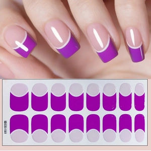 Classic French purple and light pink nail stickers with 14 pieces per sheet CS-141