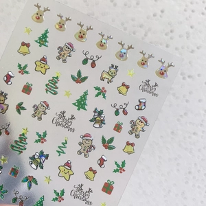 Laser Christmas Nail Art Stickers Reindeer Tree Bell Design Self-Adhesive Winter Festive Nail Decals For Women DIY Decoration