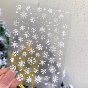 Stickers à ongles flocons de neige blancs mats avec texture 3D pour nail art hiver