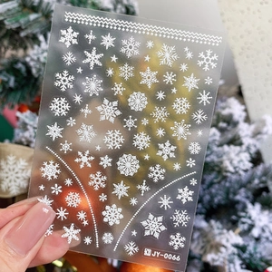 White 5D Embossed Snowflake Nail Art Stickers Self-Adhesive 3D Christmas Winter Design Manicure Decals For Women DIY Decoration