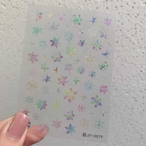 Iridescent snowflake and star nail art stickers with 3D metallic jelly texture JY-0079