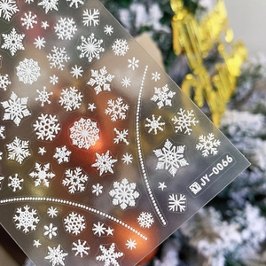 5D embossed white snowflake nail stickers JY-0066 for winter holiday manicure art