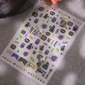 5D Halloween nail art stickers with pumpkin ghost and candy designs JY-034