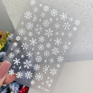 3D embossed snowflake and star nail decals for festive Christmas manicure art decor