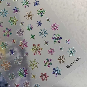 Autocollants 3D holographiques pour ongles avec flocons de neige et laser fini