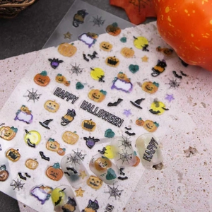 Halloween 3D Embossed Nail Art Stickers Pumpkin Bat Ghost Spider Web Design Manicure Manicure Decoration Decals For Women