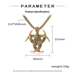 Detailed specs of Viking Celtic knot pendant necklace with 550mm chain and dimensions