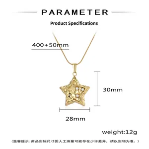 Détails des paramètres du collier pendentif étoile dorée avec trois perles blanches