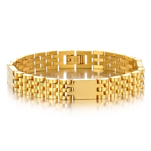 Trendy Five-Bead Trapezoidal Tank Watchband Style Stainless Steel Bracelet For Men Women Personal Punk Polished Metal Jewelry
