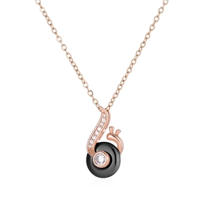 Fashion Snail Pendant Necklace With Zirconia And Ceramic Inlaid Copper Stainless Steel Animal Shape Sweeter Jewelry For Women