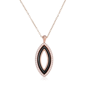 Collier Pendentif en Céramique Marquise Moderne pour Femmes Cuivre Acier Inoxydable Zirconia Incrusté Bijoux de Mode