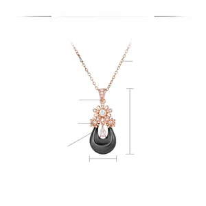 Détails du collier pendentif en céramique rose doré avec une chaîne de 400mm+50mm