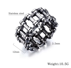Detail of 12mm stainless steel chain ring with weight and thickness dimensions